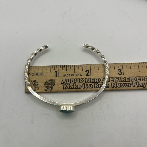 Sterling Silver Heart Turquoise Bangle Bracelet - Handmade. Southwestern Native - Picture 5 of 7